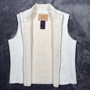 Ralph Lauren Palomino Faux Suede Sherpa Vest Womens Medium Cream Zip